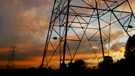 Sunset power towers and lines