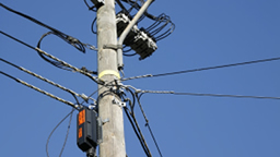 Power pole many lines